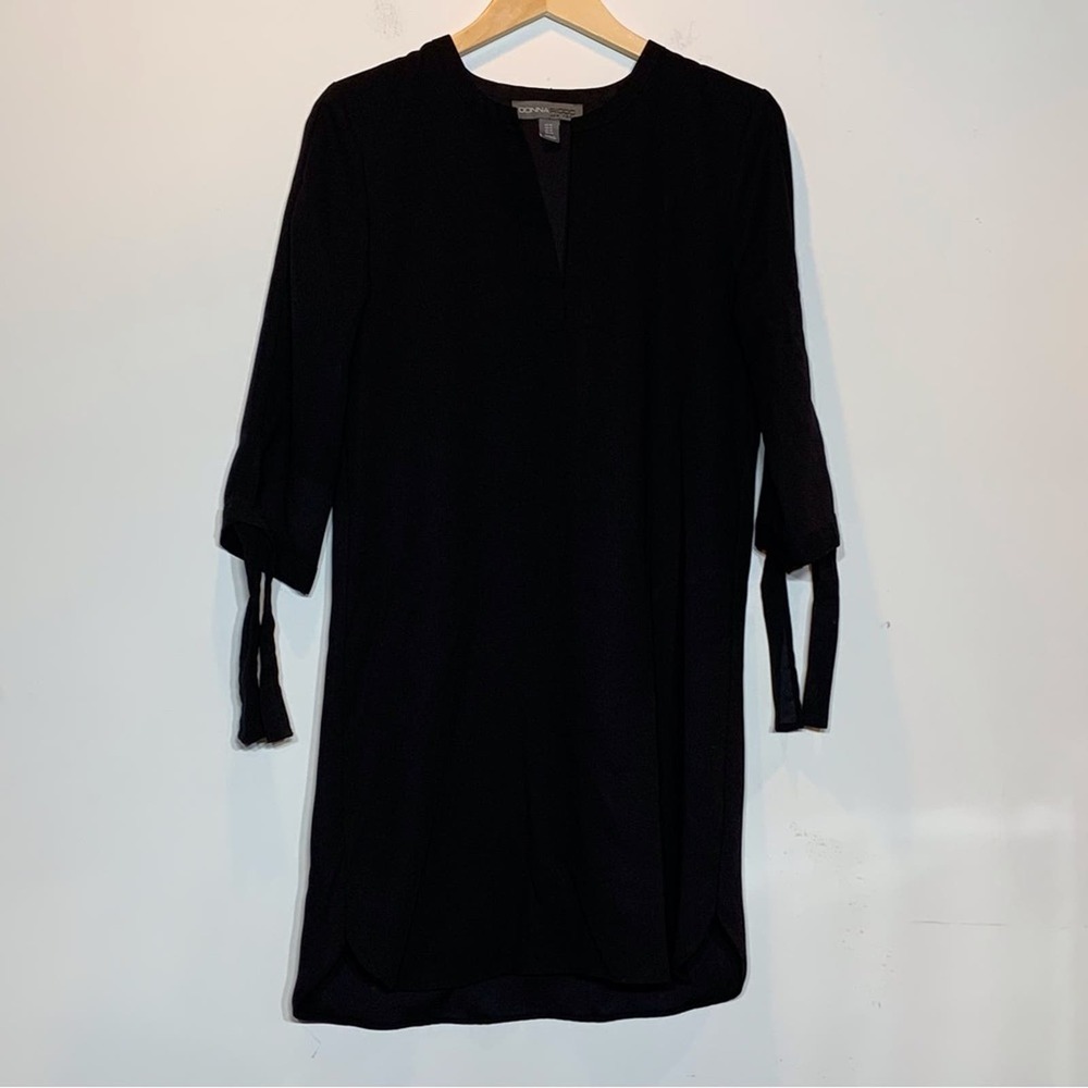 EUC Donna Ricco Black Tie Sleeve V-neck Sheath Dress